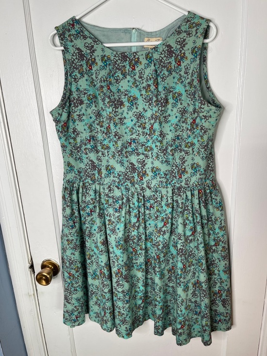 Lindy Bop Dresses & Skirts - Lindy Bop 2XL Dress Fit Flare Floral Green Flowers Abstract Sleeveless Gathers